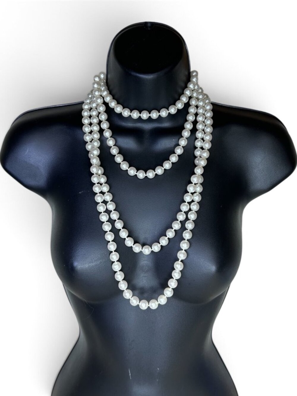 VTG Faux Pearl Layering Statement Necklace Individual Strung Fashion Jewelry
